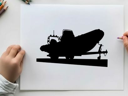 Silhouette of a vintage airplane on a trailer