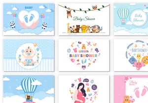 25 Baby Shower Little Boy or Girl Illustration
