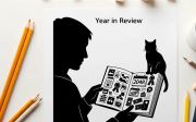Silhouette of a person reading a newspaper with a cat on their lap