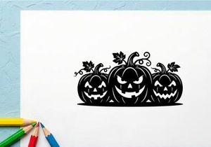 Halloween Jack-o'-lanterns with spooky faces for fall celebration