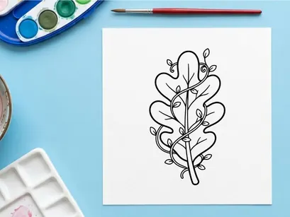 Ilustración de hojas estilizadas para branding ecológico. Diseño botánico artístico para proyectos temáticos de naturaleza.