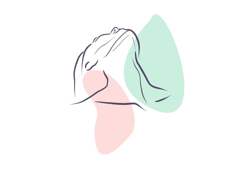 Line art portrait woman, Flower face one line vector illustration