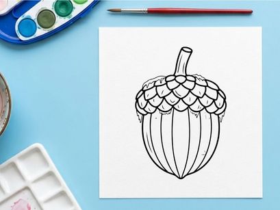 Cute acorn illustration for autumn and nature themes. Hand-drawn botanical design for educational or decorative use.