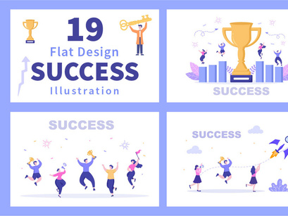 19 Success Flat Design Illustration