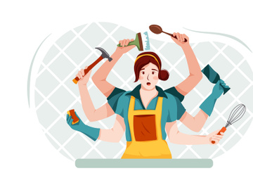 Multitasking Woman Illustration preview picture