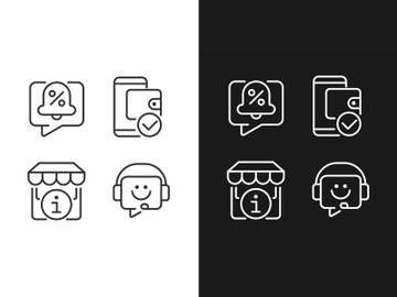 Shop website interface pixel perfect linear icons set preview picture
