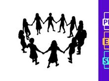 Children Holding Hands Circle Silhouette