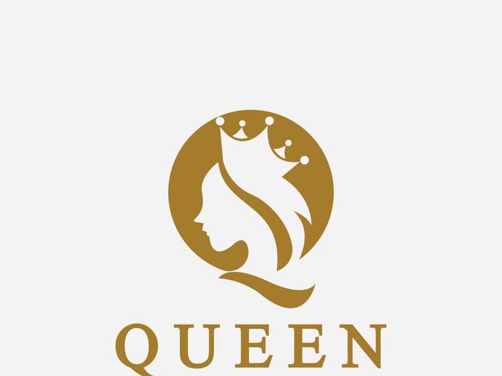 Beautiful face queen icon logo.for queen logo.Beauty woman hair salon golden logo. cosmetic, skin care business logo