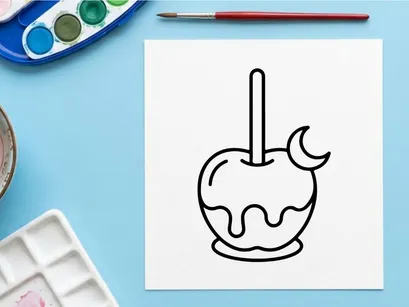 Hand-drawn cartoon apple with a bite and smiling face. Playful fruit character illustration for kids and healthy eating campaigns.
