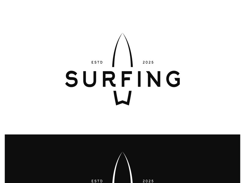 surfing logo with vintage paddle board beach waves, for business, sport, adventure, tourism, vacation