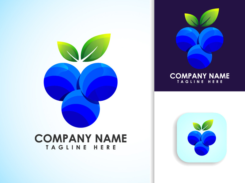 Colorful blueberry logo design template. Blueberry vectors