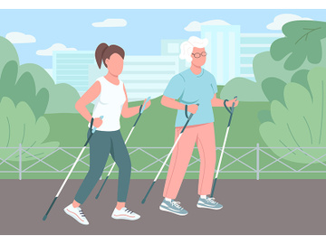 Sport walking flat color vector illustration preview picture