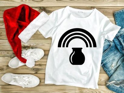 Pot of gold under rainbow illustration