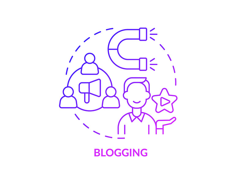 Blogging purple gradient concept icon