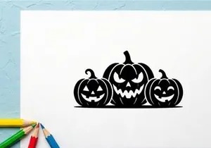 Silhouette of Three Jack-o'-Lanterns for Halloween Decorations