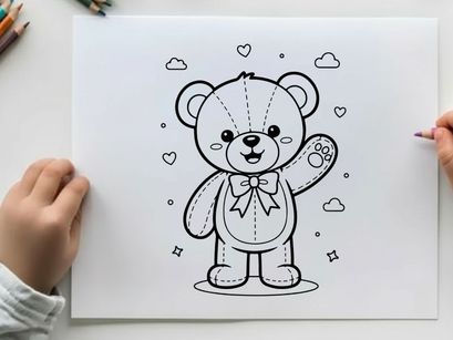 Cute teddy bear with hearts love vector illustration