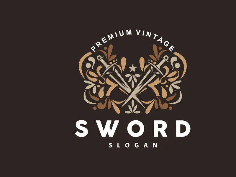 Sword Logo, Fighter War Weapon Vector