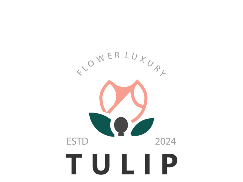 Tulip Flower bud logo with leaves design, suitable for fashion, beauty spa and boutique emblem business