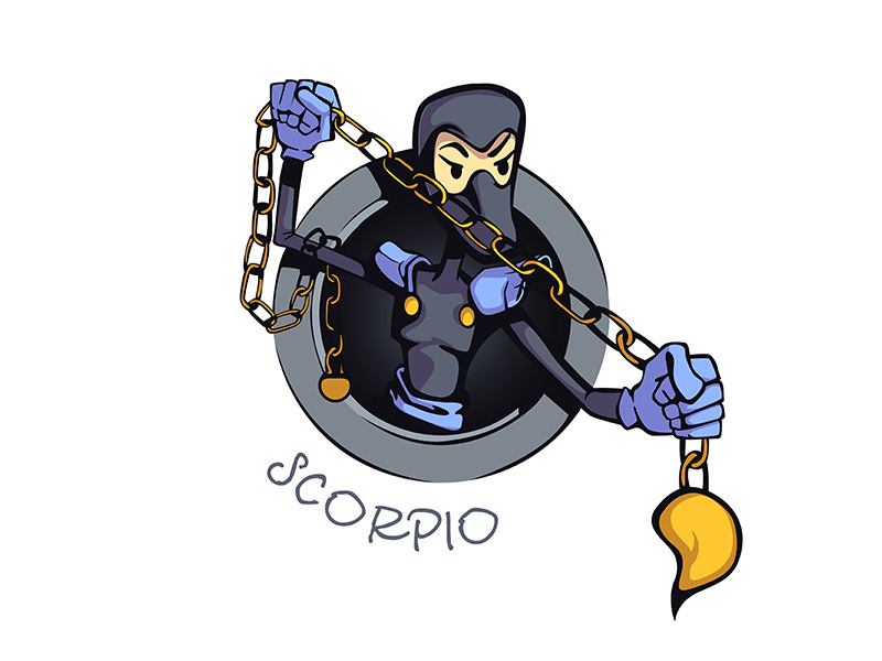 Scorpio zodiac sign person flat cartoon vector illustration