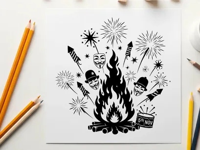 ilustrasi vektor perayaan malam api unggun dengan topeng