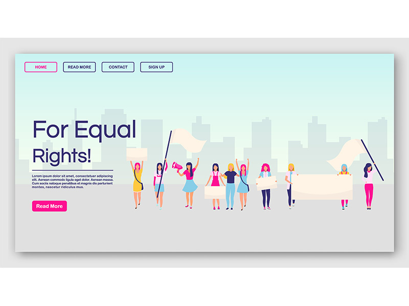 For equal rights landing page vector template