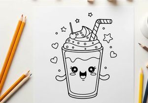 Cute milkshake with face happy drink vector illustration