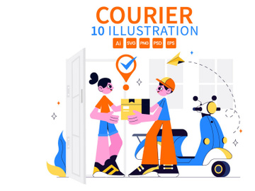 10 Courier or Delivery Service Illustration preview picture