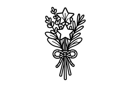 Hand-drawn Halloween lily bouquet with decorative ribbon. Spooky floral illustration for seasonal greeting cards and party invitations.