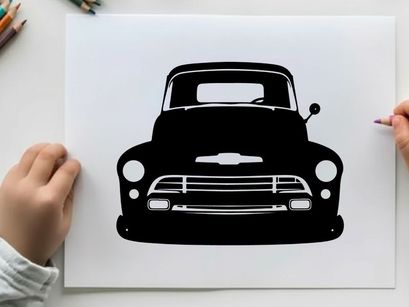 Silhouette of a classic chevrolet truck from the front view