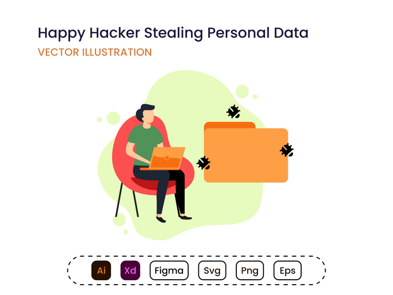 Happy Hacker Stealing Personal Data