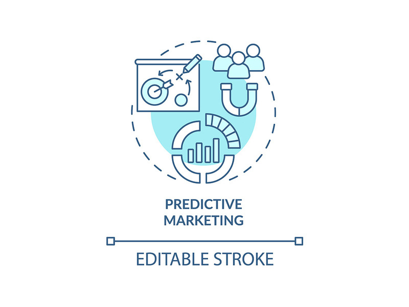 Predictive marketing turquoise concept icon