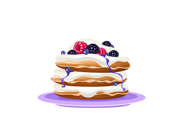 Pancakes with cream and berries realistic vector illustration preview picture