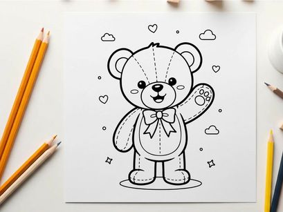 Cute teddy bear with hearts love vector illustration