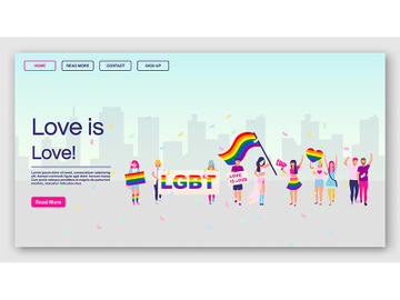 LGBT protest landing page vector template preview picture