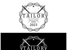 tailor logo icon illustration template combination of buttons for clothes, thread and sewing machine, for clothing product design, convection companies, fashion in vector form