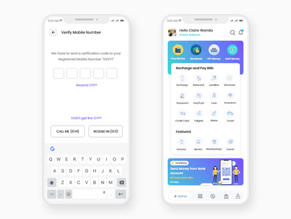 Recharge and Money Transfer Mobile App UI Kit