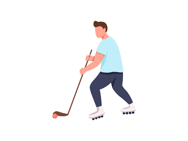 Hockey player flat color vector faceless character