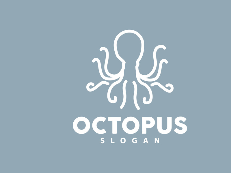 Octopus Logo, Sea Animals Vector