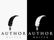 Vintage quill pen logo creative design and with ink.Classic and luxury stationery illustration.