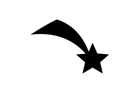 Ícone de estrela cadente preta isolada em fundo branco para design de Natal e feriados.