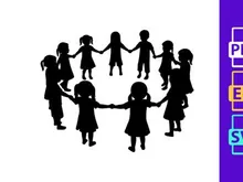 Family holding hands circle unity togetherness black silhouette