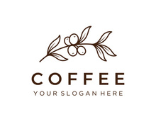 Coffee bean logo design with retro outline.