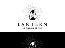 Lantern lamp logo, street lamp,vintage fire lantern.Logo for business, restaurant.