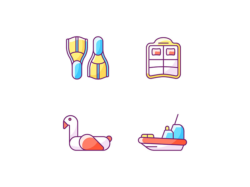 Summer vacations RGB color icons set