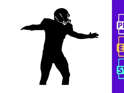 American football player in action wearing helmet and pads