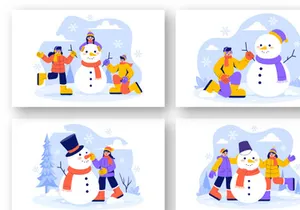 8 Making a Snowman Illustration