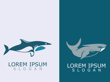 Shark Logo animal sea design icon vector silhouette template