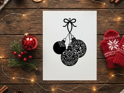Elegant Christmas ornaments with intricate patterns for holiday decor