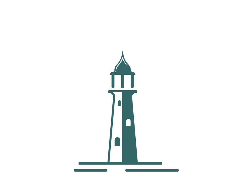 Lighthouse icon logo and vector illustration beacon tower design vintage symbol