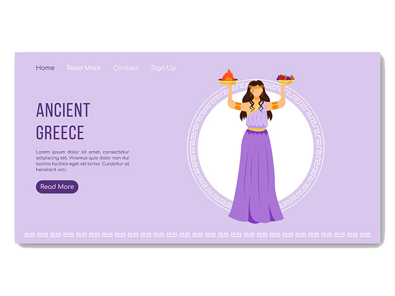 Ancient Greece landing page vector template